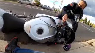 Cop KNOCKS Biker Off His Motorcycle  Bikes VS Cops 65 [upl. by Aynwat]