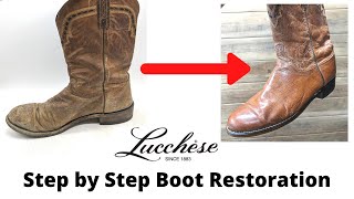 Step by Step Lucchese Boot Restoration  ASMR [upl. by Gay345]