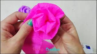 FLORES DE PAPEL CREPÉ FÁCILES  Como hacer flores de papel fáciles [upl. by Nwahsiek]