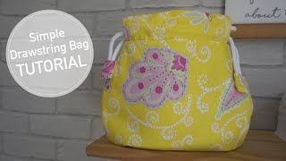 How to Sew a Really Simple Little Drawstring Bag  Tutorial [upl. by Nonah]