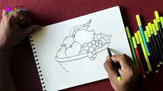 How to draw a simple fruit basket [upl. by Anirhtak]