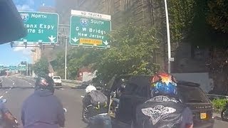 Watch Biker gang chases beats SUV driver in NYC [upl. by Dollie]