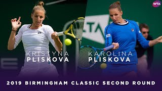 Kristyna Pliskova vs Karolina Pliskova  2019 Birmingham Classic Second Round  WTA Highlights [upl. by Tletski672]