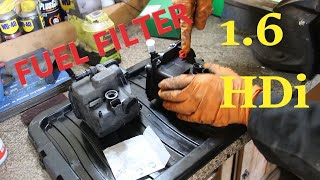 How To FUEL FILTER change removal replacement 16 HDi Peugeot Citroen [upl. by Mcwherter]