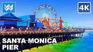 4K Walking tour of Santa Monica Pier in Los Angeles California USA  Vacation Travel Guide [upl. by Yltneb]