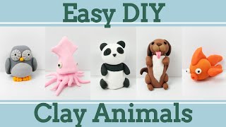 Easy Clay Animals for Beginners 6│5 in 1 Polymer Clay Tutorial [upl. by Ganny]