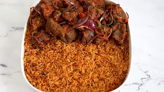 PERFECT JOLLOF RICE WITH PEPPERED BEEF [upl. by Aihtela]