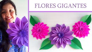 DIY  FLORES gigantes de papel  FLOR para decorar  paper flower  Muy Lindas 🌺 [upl. by Dario]