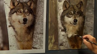 Timber Wolf Animal Portrait with Acrylics Zorn Palette [upl. by Lyndsey]