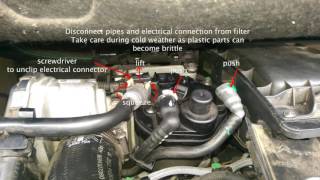 Citroen Berlingo Van Diesel Filter Change 2008 on 16HDi [upl. by Gilford]