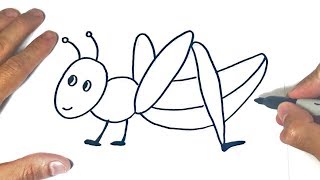 How to draw a Grasshopper for kids  Drawings Tutorials [upl. by Rettig]