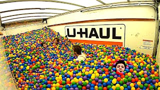 1000000 Ball Pit Balls in a Moving Truck CRAZY [upl. by Ehrlich896]