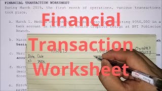 Basic Accounting  Financial Transaction Worksheet Part 1 [upl. by Devonne]