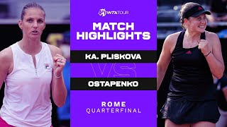 Karolina Pliskova vs Jelena Ostapenko  2021 Rome Quarterfinal  WTA Match Highlights [upl. by Nanreh]