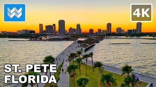 4K St Pete Pier in St Petersburg Florida USA  Sunset Walking Tour Vlog amp Vacation Travel Guide [upl. by Aitsirt]