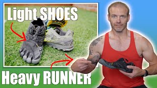 Why I run marathons in MINIMALISTBAREFOOT shoes at 230lbs [upl. by Beitch]