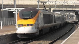 High Speed Trains at Ebbsfleet International 160914 [upl. by Jenine336]