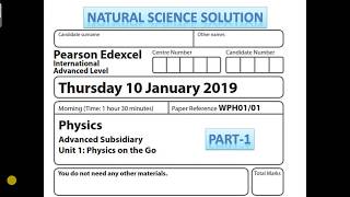 Edexcel IAL physics unit 1 Jan 19 part 1 [upl. by Hands]