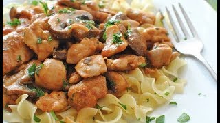 CREAMY MUSHROOM CHICKEN STROGANOFF RECIPE  Gregs Kitchen [upl. by Adnilem]