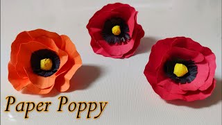 Paper poppy flower tutorial  How to make a poppy out of paper easy [upl. by Recneps470]