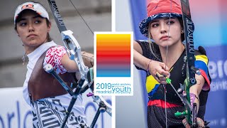 Ana Vazquez v Valentina Acosta – recurve junior women gold  World Youth Championships 2019 [upl. by Ahsinel544]