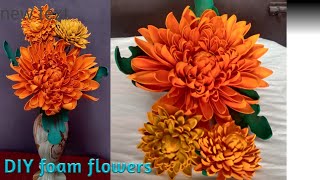 How to make foam sheet flowers Foamiran flowers DIY tutorial  Dahlia foam flowers [upl. by Gally329]