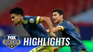 Diazs lategame heroics lift Colombia over Peru 32  2021 Copa America Highlights  FOX SOCCER [upl. by Enelaj]