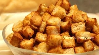 Simple Garlic Croutons for Soups amp Salads  Video Culinary [upl. by Nomrah]