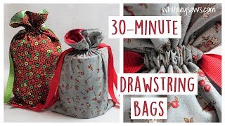 Lined Drawstring Bags  EASY DIY  Whitney Sews [upl. by Zawde]