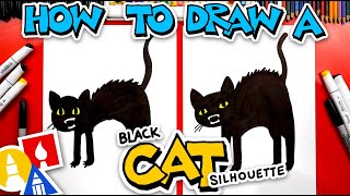 How To Draw A Black Cat Silhouette For Halloween [upl. by Pineda]