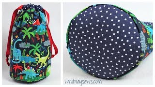 Drawstring Bag with Circle Bottom  Sewing How to from Whitney Sews [upl. by Babcock]