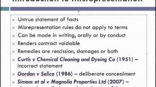 Misrepresentation Lecture 1 of 4 [upl. by Laverne]