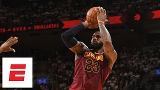 LeBron James hits 6 ridiculous 4thquarter fadeaways as he dismantles Raptors in Game 2  ESPN [upl. by Suolekcin]