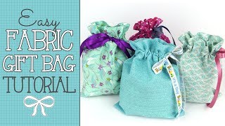 Drawstring Fabric Gift Bag Tutorial  Quick amp EASY Scrap Buster [upl. by Atikehs]