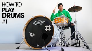 HOW TO PLAY DRUMS  Beginner Drum Lesson 1 [upl. by Mendie]