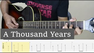 A THOUSAND YEARS  Christina Perri  Fingerstyle Guitar Tutorial TAB [upl. by Nnaycnan]