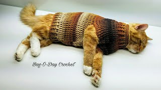 Easy Crochet Cat Sweater Tutorial 426 [upl. by Westfahl]