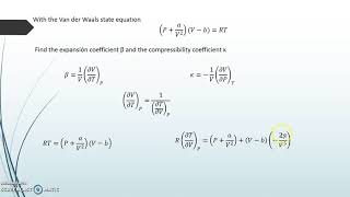 Van der Waals EquationCalculate the expansion and compresibility coefficient [upl. by Aruasor]