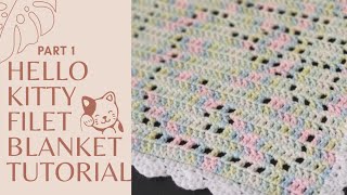 Kitty Cat Blanket  Filet Crochet  Step by Step Tutorial Part 1 [upl. by Blithe]