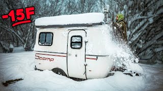 Snowstorm Winter Camping w WOOD STOVE🔥❄️  BACK AT IT [upl. by Eile]