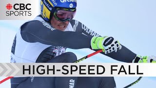 French Skier Crashes Breaks Legs in World Cup Downhill  WARNING Graphic content  CBC Sports [upl. by Ahsimot]