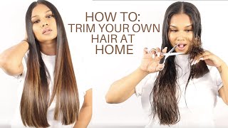 HOW TO TRIM YOUR OWN HAIR AT HOME  BEAUTY BY DN [upl. by Oswald828]