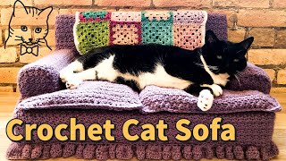 How to Crochet Easy Cat Couch or Sofa [upl. by Ynamreg618]