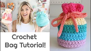 Drawstring Crochet Bag Tutorial  Star Stitch [upl. by Nosac]