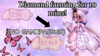 Diamond farming for 10 minutes with NO gamepasses Roblox royale high [upl. by Marlow372]