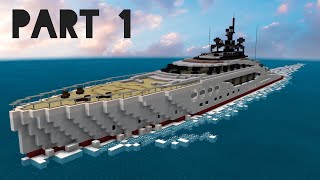 Minecraft How to Build a Yacht in Minecraft Part 1  Minecraft Palmer Johnson LadyM Tutorial [upl. by Novyad]