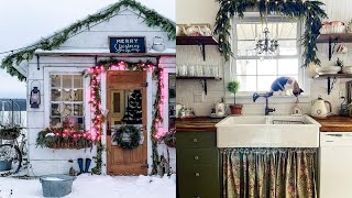 Antique Farmhouse Style Christmas Home Tour [upl. by Pippas]