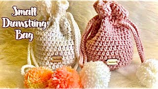 Small Drawstring Bag  Crochet Tutorial  Beginner Series [upl. by Dorej]