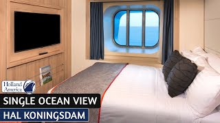 HAL Koningsdam  Single Ocean View Stateroom Full Tour amp Review 4K  Holland America Line [upl. by Mannos]