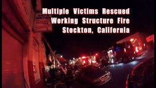 Multiple Victims Rescued • Working Structure Fire • Stockton Fire [upl. by Adneral]